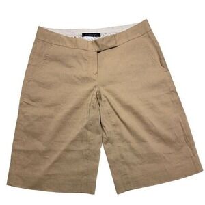 Elie Tahari Linen Bermuda‎ Chino Shorts Beige Women's Size 0 Resort Cruise Beach